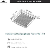 Campingmoon Camping Broodrooster voor Gasfornuis 304 Roestvrij Staal Broodrooster Mini Camping Grill Rack US-1312