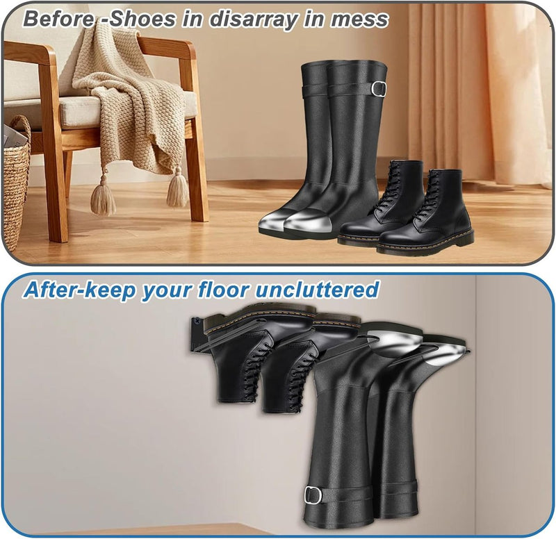 Laarzenhouder, 2 stuks schoenenrek, metalen wandhouder, schoenenrek voor laarzen, cowboyboot-organizer, hoge laarzen voor kast, ingang, outdoor, garage, 41,5 x 23,5 cm