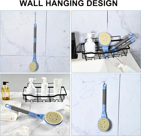 Rugborstel met lange handgreep voor douche, 22" badborstel voor douche, rugschrobber, exfoliatie en verbeterde huidgezondheid voor ouderen met beperkte armbeweging