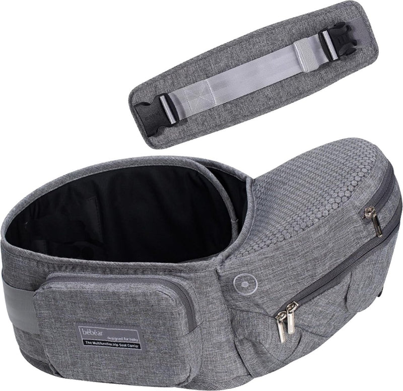 Hipseat Babydrager 0-36 maanden, lichte, verstelbare, rugondersteunende taillekruk, 3-in-1 babydrager voor pasgeborenen tot peuterzitje (lichtgrijs)