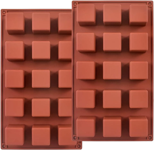 15 holtes 1,4" vierkante siliconen mal kubus mal voor het maken van chocolade snoep cake ijsblokjes truffel pralines pak van 2