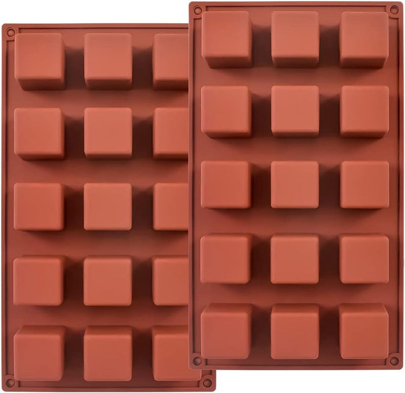 15 holtes 1,4" vierkante siliconen mal kubus mal voor het maken van chocolade snoep cake ijsblokjes truffel pralines pak van 2