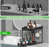 Plank voor onder de gootsteen Uittrekbare kastorganizer onder 2 lagen met 4 haken en 1 hangende bekerlift met voor keukens