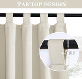 gordijnen keuken modern lusgordijn set van 2 H 145 x B 140 cm raamgordijnen met lussen gordijn ondoorzichtig keukengordijnen black-out Curtain, lichtbeige