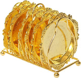 6 stuks gouden koffie, dranken, theekoponderzetters, dessertdisplayplaten, met zinklegering, roestvrijstalen standaard (diameter 10 cm, 6 stuks, goud)