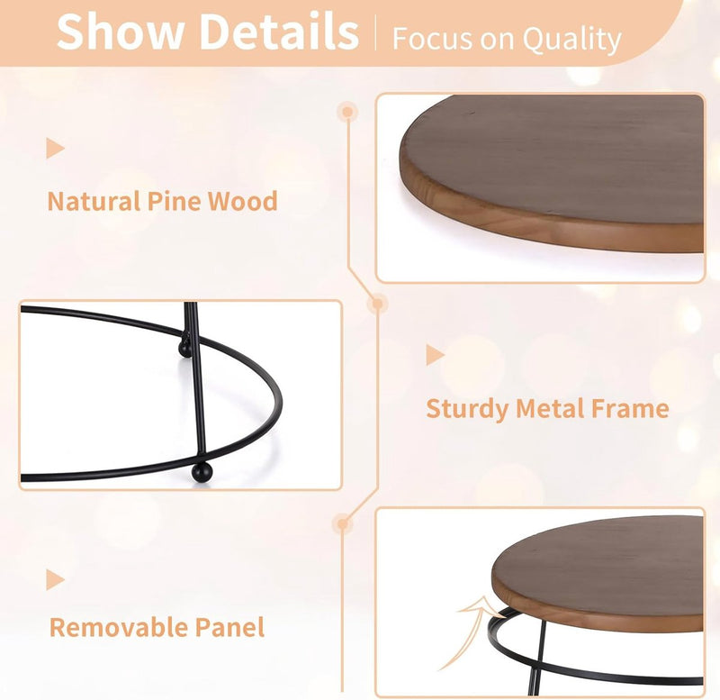 Taartsteunen cupcake-steunen hout: 21 cm taartstandaard display ronde taartstandaard taartstandaard zwart metalen frame taartretter verkoopstandaard platform babyborrel kerst