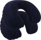 2 x opblaasbaar neksteunkussen, praktisch nekkussentje om op te blazen, ideaal reiskussen voor onderweg (rond, 2 stuks, donkerblauw)