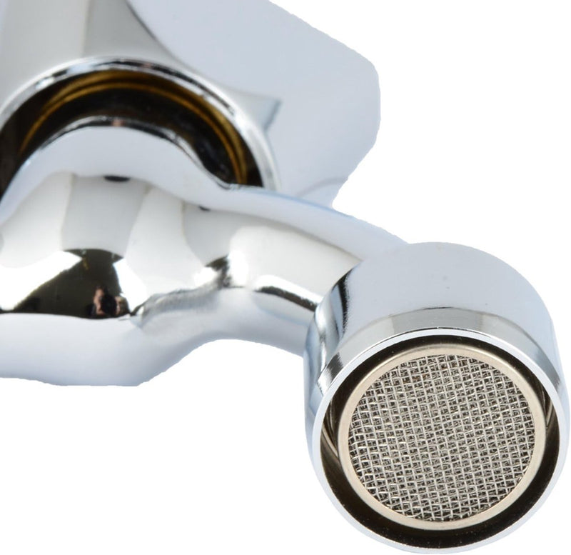 Uitloopventiel 10667, 1/2 inch, gepolijst, verchroomd, met straalregelaar M22