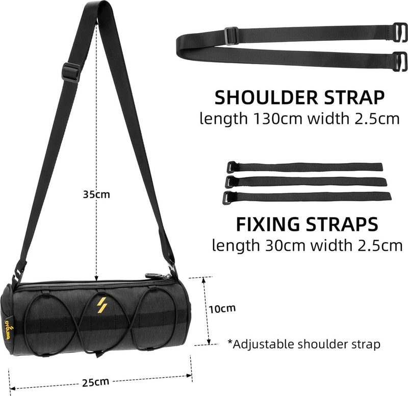 Fietsstuurtas, multifunctionele fietstas voor stuur, opbergtas met schouderriem voor MTB, racefiets, zwart, ca. 2,4 l
