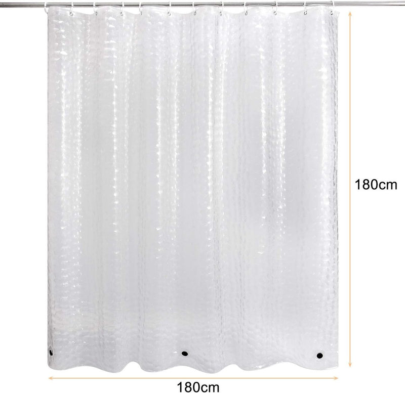 Douchegordijn, schimmelwerend met gewichtmagneten aan de onderkant, transparant, 3D kubisch EVA, waterdicht, antibacterieel gordijn voor douche en badkuip