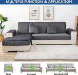 Bankhoes, bankovertrek 3-zits, anti-slip bankhoes voor L-vorm, chaise longue, hoekbank, 2-zits, beschermer, woonkamer, stoel, honden, huisdieren, donkergrijs, 90 x 90 cm (slechts 1 stuks)