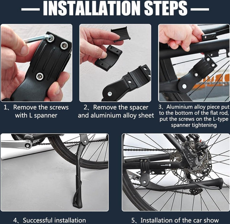 Fietsstandaard, 24-29 inch, in hoogte verstelbaar, fietsstandaard, zijstandaard, maximale belasting 40 kg, antislip fietsstandaard voor e-bike, Mon, trekkingfiets