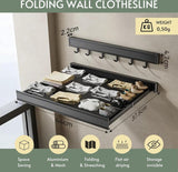 Wandgemonteerde waslijn, opvouwbare waslijn met intrekbaar droogrek voor terras, slaapkamer, keuken, compact aluminium. 44x4,7x2,2cm