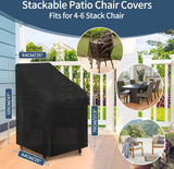Beschermhoes voor tuinstoelen, 64 x 64 x 120 cm, afdekking voor stapelstoelen, 6 tot 10 stuks, weerbestendig, waterdicht, sneeuwbestendig, stofdicht, tuinstoelafdekking voor stoel,