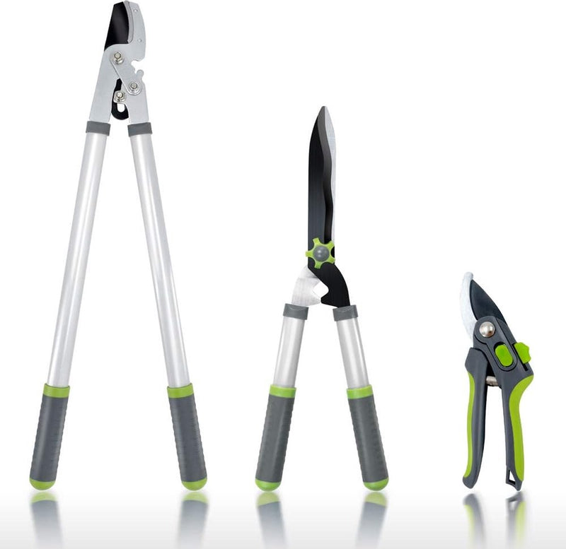 Tuinschaarset, 3 stuks, scherpe takkenschaar, 72 cm, professionele heggenschaar 58 cm, bypass-boomschaar
