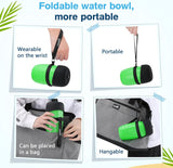 Drinkfles honden voor onderweg, hondendrinkfles, siliconen waterfles hond met opvouwbare waterschaal, hondendrinkfles voor onderweg. Huisdierdrinkbak, draagbaar, groen, M, 500 ml