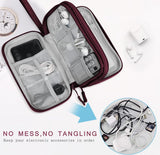 Kabeltas, organizer, kabelorganizer, tas, kabeltas, kleine kabelorganizer, dubbele kabeltas voor elektronische accessoires, USB-powerbank, SD-kaart, oplaadkabel, rood