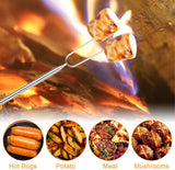 Barbecuespiesjes van roestvrij staal 8 stuks Barbecuevorken Uitschuifbaar roestvrij staal met houten handvat Telescopische marshmallow-kebabspiesjes Barbecuebestek BBQ-stick Broodspiesjes voor
