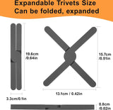 Potonderzetter siliconen set, 4 stuks antislip onderzetters, hittebestendig, opvouwbaar, pannenlappen, opvouwbaar & onderzetters, hete pannenlap voor potten, pannen, schalen, hittebescherming