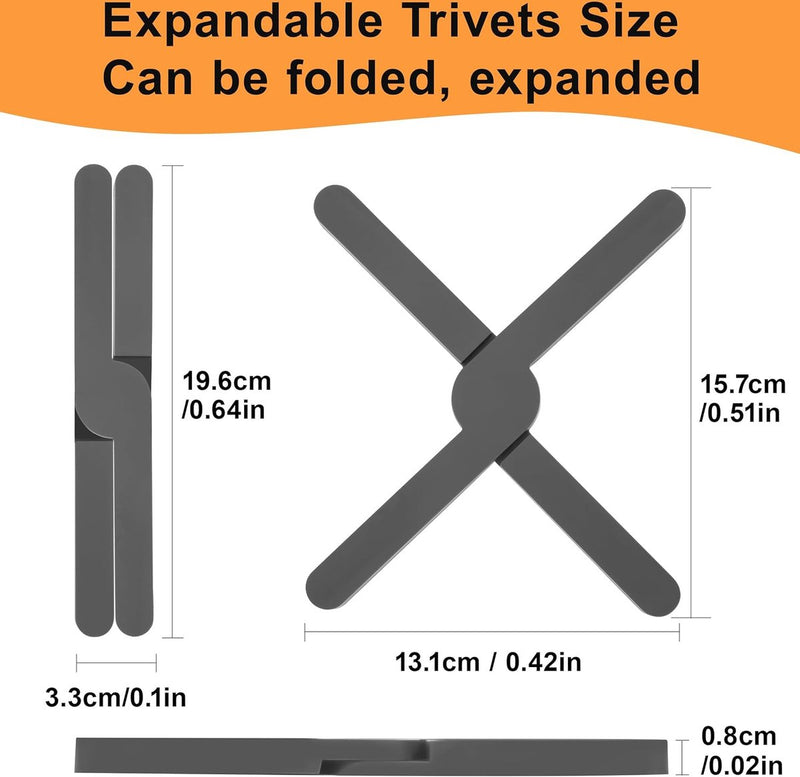 Potonderzetter siliconen set, 4 stuks antislip onderzetters, hittebestendig, opvouwbaar, pannenlappen, opvouwbaar & onderzetters, hete pannenlap voor potten, pannen, schalen, hittebescherming
