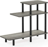 bijzettafel met 3 niveaus, hout, Frans eiken grijs/zwart, 29,49 x 80 x 65,1 cm