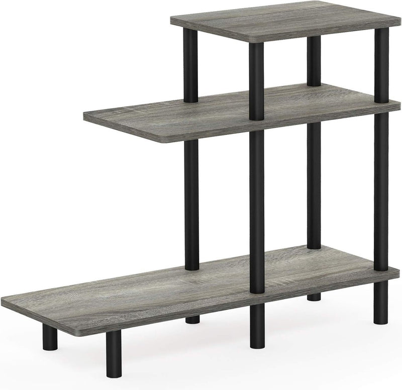 bijzettafel met 3 niveaus, hout, Frans eiken grijs/zwart, 29,49 x 80 x 65,1 cm