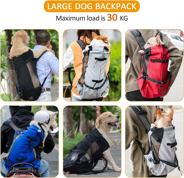 Lichte huisdierrugzak, draagbare hondenrugzak, veterinair goedgekeurde hondendraagtas voor reizen, camping, scooter, grijs