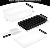 Siliconen ijsblokjeshouder van levensmiddelenkwaliteit, ijsblokjeshouder met deksel en container, BPA-vrij, 36 compartimenten, ijsblokjeshouder voor gekoelde dranken en whisky, met zwarte lepel