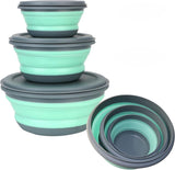 Opvouwbare kom, 3 stuks, siliconen, draagbare opvouwbare kom, campingvershouddozen, ronde vershouddoos, opvouwbare fruitslakom voor kamperen, wandelen, keuken, school buiten, 300/600/1000 ml