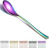 Regenboog-menulepels, 20,3 cm, roestvrij staal, titanium coating, regenboogtafellepel, soeplepel, bestekset, robuust, gemakkelijk te reinigen, dessertlepel, vaatwasmachinebestendig