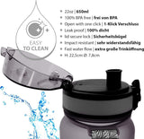 Drinkfles, tijdens sport-, outdoor- en fitnessactiviteiten, ook voor kinderen, waterfles, lekvrij en BPA-vrij, fles geschikt voor koolzuur, inhoud maximaal 1000 ml (1 l)