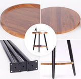 Bijzettafel met 2 planken, ronde salontafel met opbergruimte, 2-laags walnootkleurige MDF-banktafel met ronde planken, nachtkastje, houten tafel met stalen frame, 40 x 48cm (walnoot)