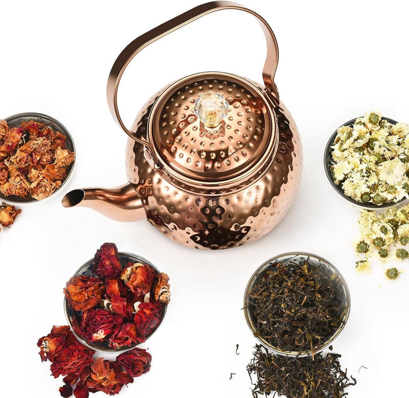 1200 ml theepot / koffiepot, roestvrij stalen theepot met zeefinzet - fijne roestvrijstalen infuser om losse bladeren thee te zetten (brons)