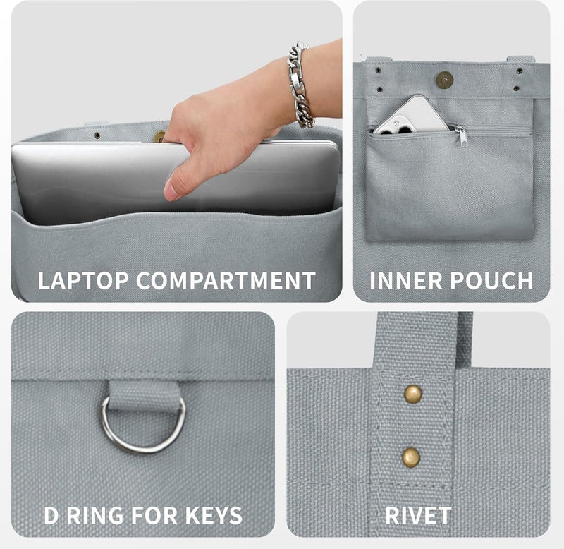 anvas Tote Bag dames handtas grote shopper tassen schoudertas met laptopvak