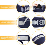 Babyheupzitje, ergonomisch, met veiligheidsgordelbescherming, puur katoen, licht en ademend, ergonomische lichte taille, kruk, baby heupzitje voor 4-36 maanden (donkerblauw)