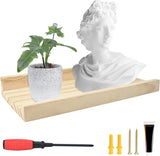 Wandplank, 30 cm, fotolijst, hout, wandplank, massief, zwevend rek, hangplank, houtnerf, kruidenrek, boekenplank, rustieke houten planken met lip, voor slaapkamer, woonkamer, badkamer