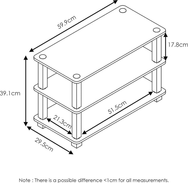 Plank, 3-laags schoenenrek, licht kersen/zwart, 29,46 x 29,46 x 39,12 cm