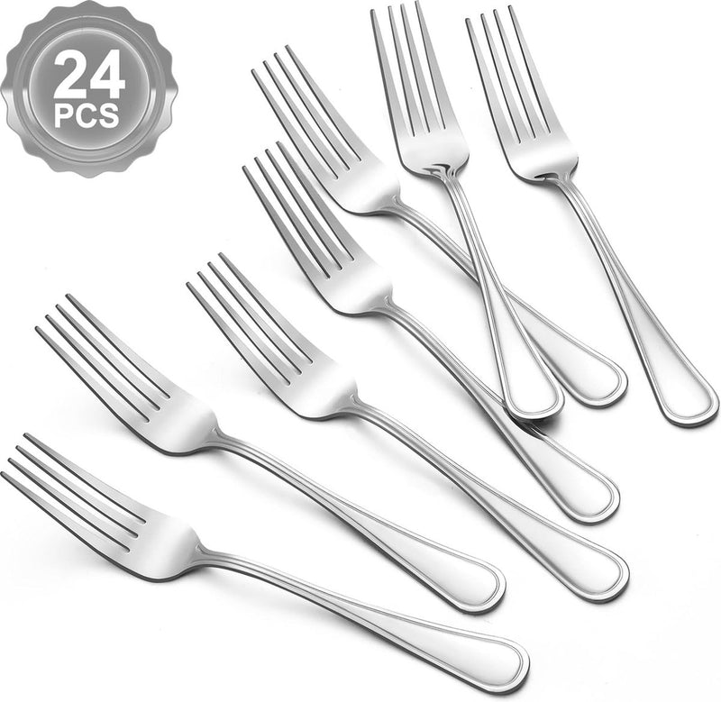 Vorken 24 stuks, 20 cm, roestvrij stalen vorken, tafelvorken, bestekvorken, taartvorken, spiegelgepolijst, dessertvorken, vaatwasmachinebestendig, tafelvorken, geschikt voor thuis, restaurant,