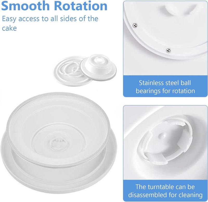 Roterende taartplaat, roterende taartplaat, breng 2 taartspatels en 3 taartschrapers mee, geschikt voor beginners en professionals, draaitafel taartplaat met voet (set van 6)