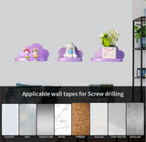 Wandrek, zwevend rek, set van 3, hangend, creatief voor slaapkamer, woonkamer, keuken en hal, wolken, wandplank, klein formaat, wolken, klein formaat, paars