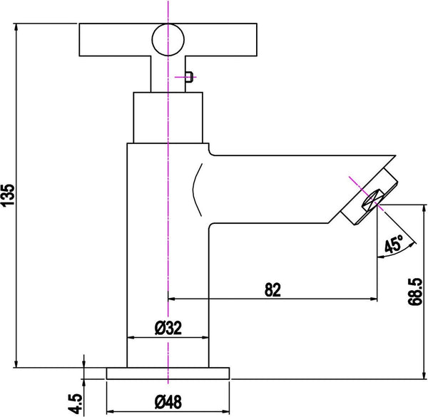 Badkamer koudwaterkraan met aansluitslang