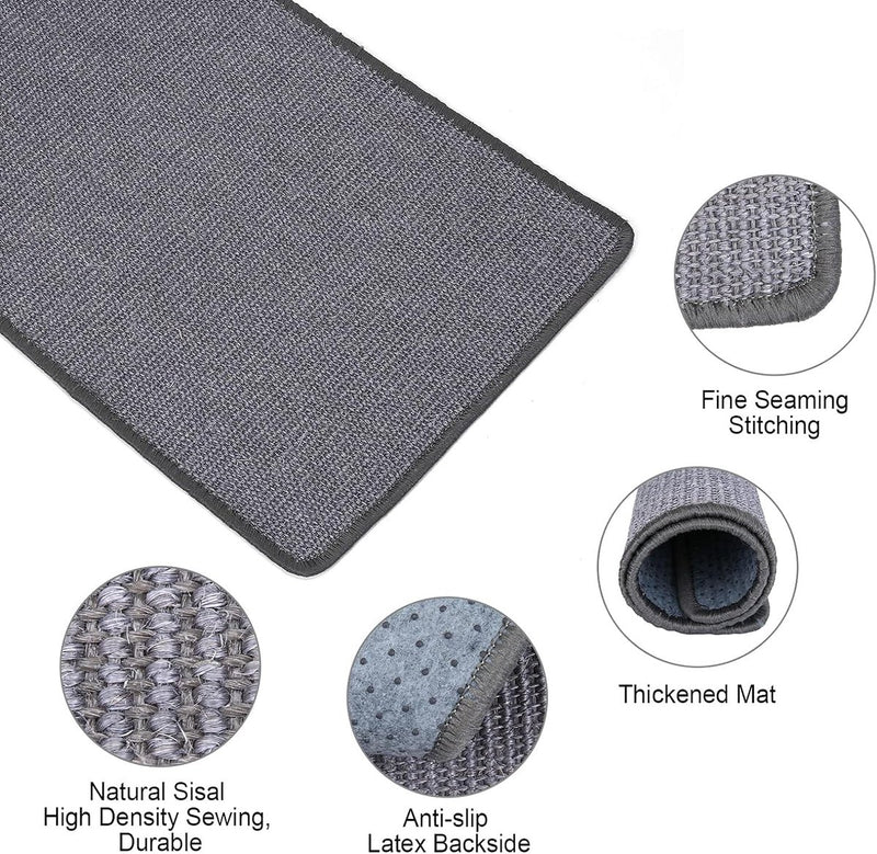 Krabmat kat, krabtapijt sisal, krabplank vloer antislip, natuurlijk sisaltapijt voor katten (40 x 60 cm, donkergrijs)