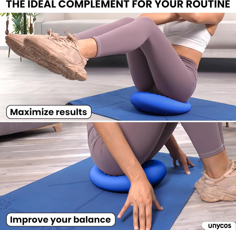 Balzitkussen 33 cm inclusief pomp, noppenkussen, luchtkussen, anti-burst zitkussen, balanskussen, core, rug, fitnesscoördinatie en rugtraining (Zenfeel)