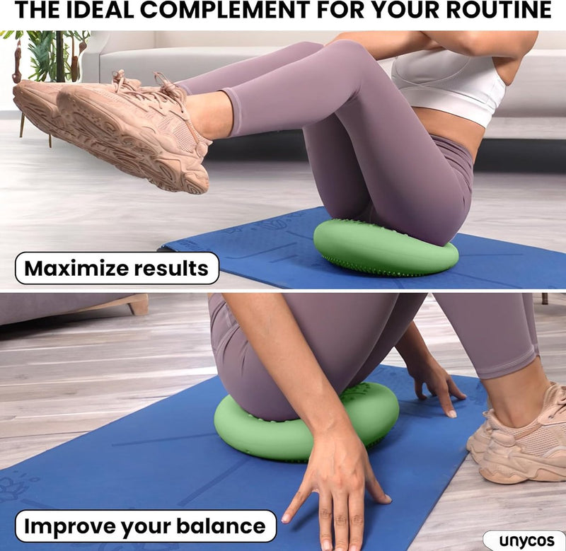 Balzitkussen 33 cm inclusief pomp, noppenkussen, luchtkussen, anti-burst zitkussen, balanskussen, core, rug, fitnesscoördinatie en rugtraining (zenfeel)