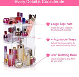 360° roterende make-up organizer, verstelbare multifunctionele cosmetische opbergdoos, grote capaciteit sieraden parfum displaystandaard (transparant)