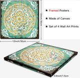 4-delige canvasafbeeldingen met houten lijst, canvasafbeeldingen 30 x 30 cm, moderne muurafbeeldingen, kunstdruk, wanddecoratie voor woonkamer, slaapkamer, huis, kantoor, eetkamer (Mandala)