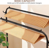 Kledingroede met 2 bovenstangen, 2 onderplanken en 4 kapstokhaken. Dubbele kapstok voor thuis, slaapkamer, woonkamer