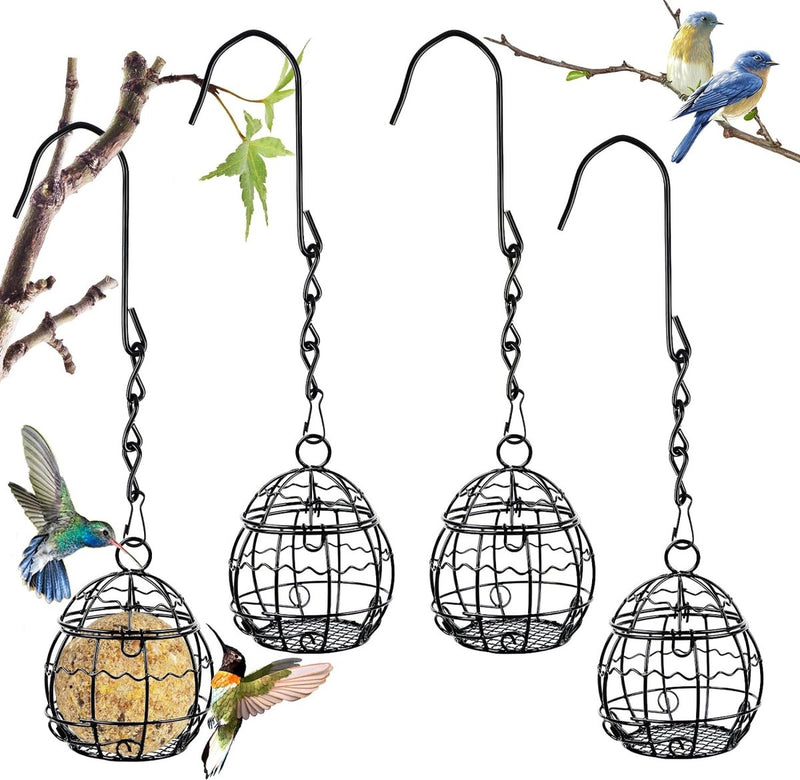 4 stuks voederdispensers, vogelvoederstation, wildvogelvoederdispenser, metalen vlechtwerk, voederdispenser voor wilde vogels, voederdispenser voor tuin, buiten, wilde vogels, mussen, roodborstjes