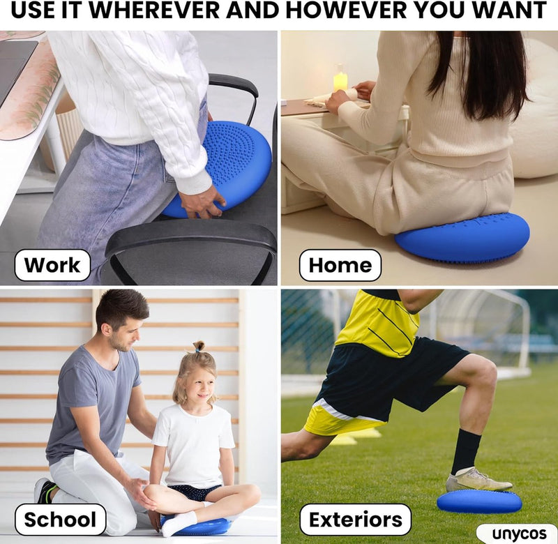 Balzitkussen 33 cm inclusief pomp, noppenkussen, luchtkussen, anti-burst zitkussen, balanskussen, core, rug, fitnesscoördinatie en rugtraining (Zenfeel)