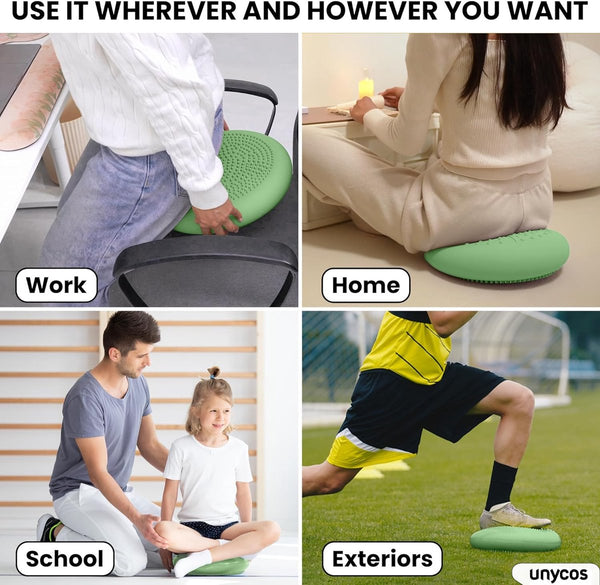 Balzitkussen 33 cm inclusief pomp, noppenkussen, luchtkussen, anti-burst zitkussen, balanskussen, core, rug, fitnesscoördinatie en rugtraining (zenfeel)